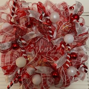 New Candy Cane Christmas Wreath With Lights